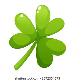 Green clover, shamrock, three-leaf clover. Attribute of the holiday St. Patrick's Day. Plant for luck, fortune, rare form, three leaves. Illustration of a shamrock on a white background.