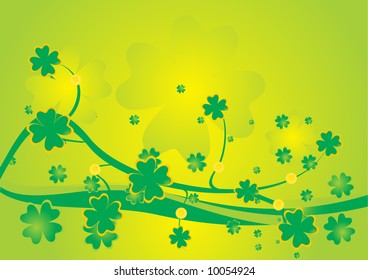 Green clover shapes design with small gold coins