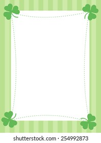 Green clover st. Patrick's Day Background / Border with green stripes background