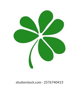 A green clover with a green stem. The clover is the main focus of the image