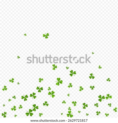 Green Clover Summer Vector Transparent Background. Spring Leaf Air Wallpaper. Wind Shamrock Illustration. Olive color Leaves Stream Template.