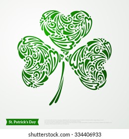 Green Clover - Symbol of St Patrick Day. Vector Illustration.