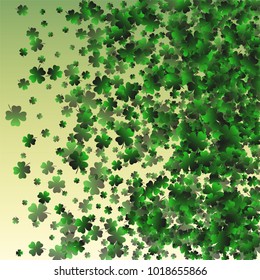 Green clover vector is a confetti which consist of many isolated elements. Stylish and beautiful green clover vector. Can be used as poster, border, background, wallpaper, card and etc