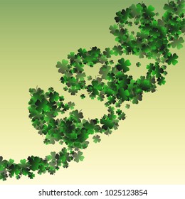 Green clover vector is a confetti which consist of many isolated elements. Stylish and beautiful green clover vector. Can be used as poster, border, background, wallpaper, card and etc