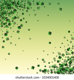 Green clover vector is a confetti which consist of many isolated elements. Stylish and beautiful green clover vector. Can be used as poster, border, background, wallpaper, card and etc