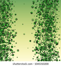 Green clover vector is a confetti which consist of many isolated elements. Stylish and beautiful green clover vector. Can be used as poster, border, background, wallpaper, card and etc