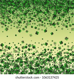 Green clover vector is a confetti which consist of many isolated elements. Stylish and beautiful green clover vector. Can be used as poster, border, background, wallpaper, card and etc