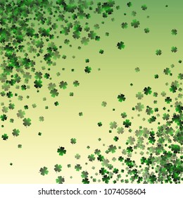 Green clover vector is a confetti which consist of many isolated elements. Stylish and beautiful green clover vector. Can be used as poster, border, background, wallpaper, card and etc