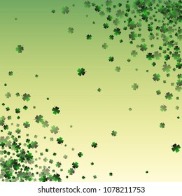 Green clover vector is a confetti which consist of many isolated elements. Stylish and beautiful green clover vector. Can be used as poster, border, background, wallpaper, card and etc
