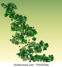 Green clover vector is a confetti which consist of many isolated elements. Stylish and beautiful green clover vector. Can be used as poster, border, background, wallpaper, card and etc