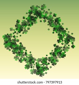 Green clover vector is a confetti which consist of many isolated elements. Stylish and beautiful green clover vector. Can be used as poster, border, background, wallpaper, card and etc