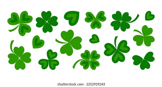 Green clover vector icon, shamrock leaf for Patricks day, ireland plant, lucky symbol isolated on white background. Celtic spring illustration