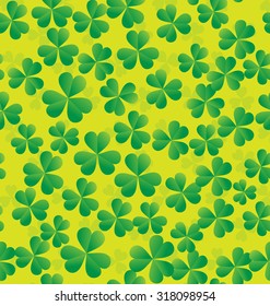 Green clover vector pattern on green background