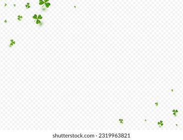 Green Clover Wind Vector Transparent Background. Malachite Leaves Saint Patrick Illustration. Isolated Foliage Template. Olive color Shamrock Stream Wallpaper.