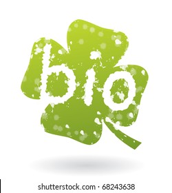 Icono de bio de hoja de trébol verde - vector aislado