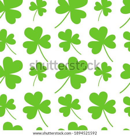 Green cloverleaf shamrock seamless pattern. Happy Saint Patricks day background design element. Festive greeting card decorative digital paper