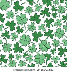 Green clovers seamless pattern for st. Patrick's day wallpaper, textile prints, cards, wrapping paper, scrapbooking, etc. EPS 10