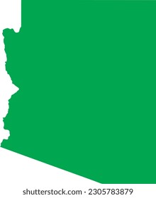 GREEN CMYK color detailed flat map of the federal state of ARIZONA, UNITED STATES OF AMERICA on transparent background