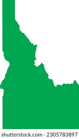 GREEN CMYK color detailed flat map of the federal state of IDAHO, UNITED STATES OF AMERICA on transparent background