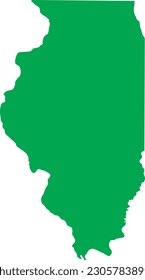 GREEN CMYK color detailed flat map of the federal state of ILLINOIS, UNITED STATES OF AMERICA on transparent background