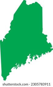 GREEN CMYK color detailed flat map of the federal state of MAINE, UNITED STATES OF AMERICA on transparent background