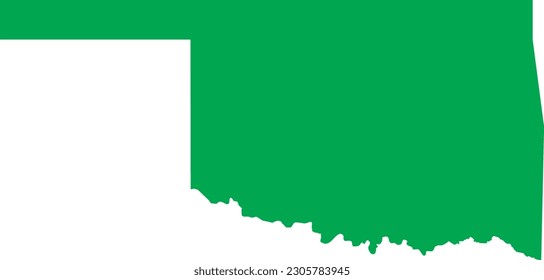 GREEN CMYK color detailed flat map of the federal state of OKLAHOMA, UNITED STATES OF AMERICA on transparent background