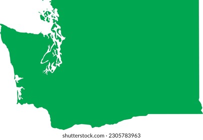 GREEN CMYK color detailed flat map of the federal state of WASHINGTON, UNITED STATES OF AMERICA on transparent background