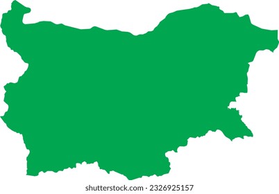 GREEN CMYK color detailed flat stencil map of the European country of BULGARIA on transparent background
