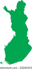 GREEN CMYK color detailed flat stencil map of the European country of FINLAND on transparent background