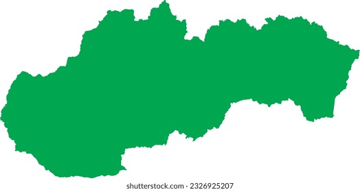 GREEN CMYK color detailed flat stencil map of the European country of SLOVAKIA on transparent background