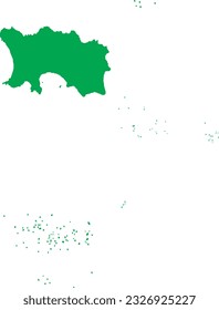 GREEN CMYK color detailed flat stencil map of the European country of JERSEY on transparent background
