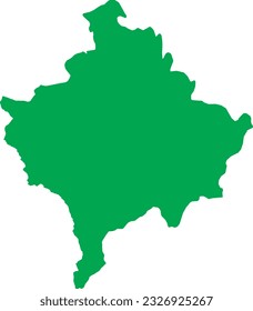 GREEN CMYK color detailed flat stencil map of the European country of KOSOVO on transparent background