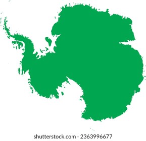 GREEN CMYK color detailed flat stencil map of the continent of ANTARCTICA (SOUTH POLE) on transparent background