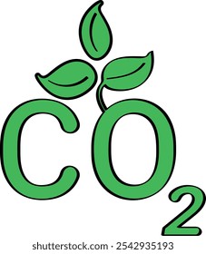 CO2 verde com a ilustração do vetor de folhas