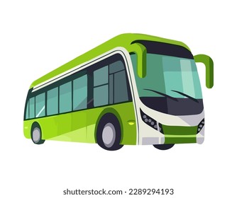 green coach bus delivers tourists icon isolated