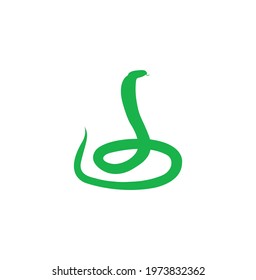 Green cobra, snake silhouette vector on a white background