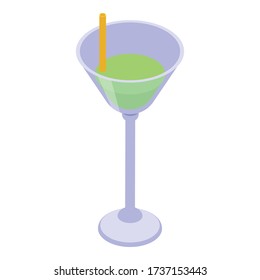 Green cocktail icon. Isometric of green cocktail vector icon for web design isolated on white background