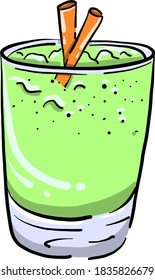Green cocktail, illustration, vector on white background