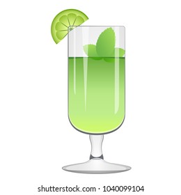 Green cocktail with a lemon slice