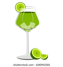 Green cocktail with a lemon slice