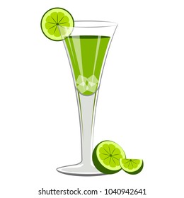 Green cocktail with a lemon slice