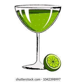 Green cocktail with a lemon slice