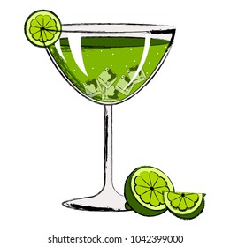 Green cocktail with a lemon slice