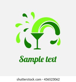 Green cocktail splash. Vector and illustration.