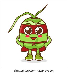 green coconut cartoon heroes vector. cartoon character