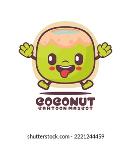 green coconut cartoon mascot. fresh fruit vector illustration. isolated on a white background
