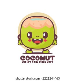 green coconut cartoon mascot. fresh fruit vector illustration. isolated on a white background