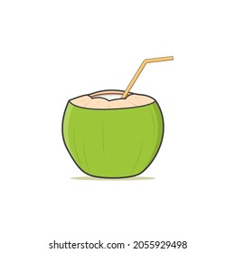 Green coconut cut open vector graphics