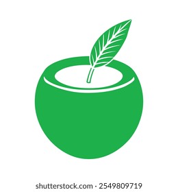 Green Coconut Drink with Straw Vector Illustration Minimal Flat logo