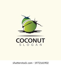 Green Coconut Logo Illustration design, nature template